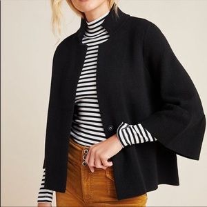 Anthropologie Black Mock Sweater Jacket